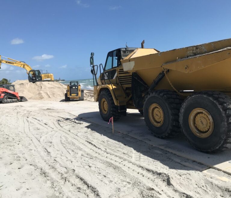 Heavy-Duty Composite Mats Transform Soft, Sandy Beaches into Stable Surfaces for Renourishment Project